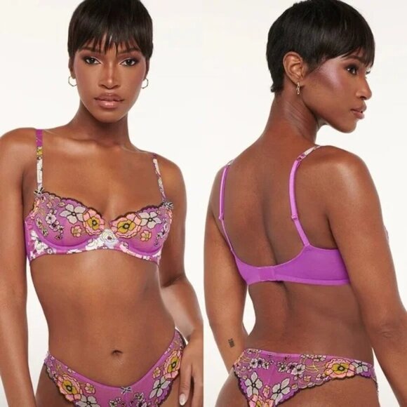 Savage X Fenty Other - NWT SAVAGE FENTY Mod Poppy Unlined Lace Balconette Bra Womens 30C